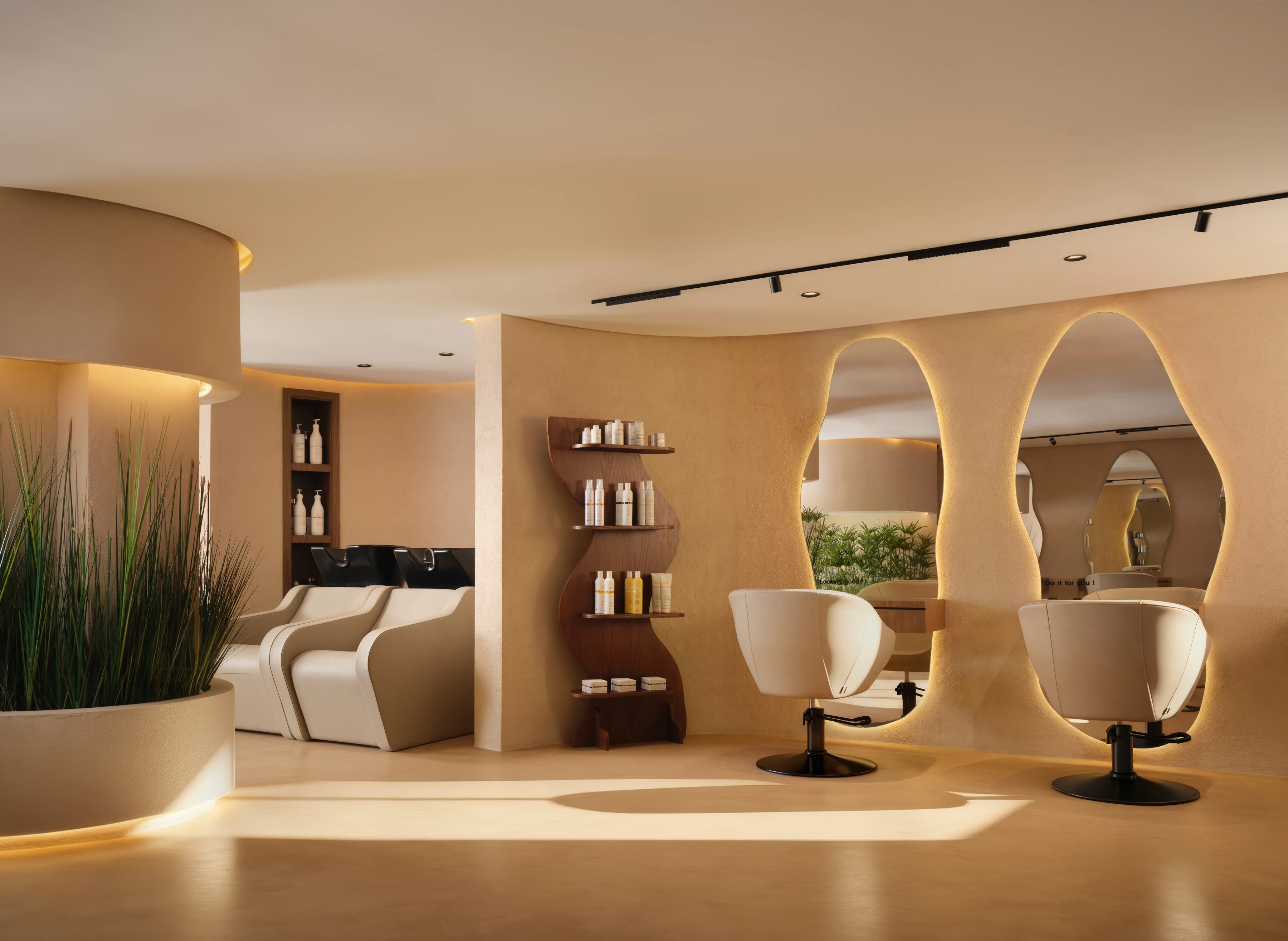Aura Spa — espace coiffure aux miroirs organiques à Casablanca